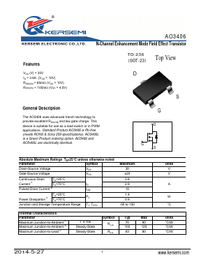 AO3406L Datasheet PDF Kersemi Electronic Co., Ltd.