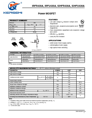 SIHFU430A-E3 Datasheet PDF Kersemi Electronic Co., Ltd.