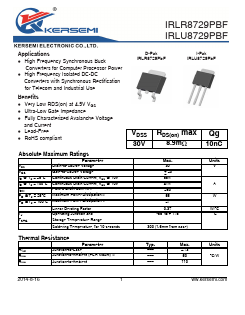 IRLU8729PBF Datasheet PDF Kersemi Electronic Co., Ltd.