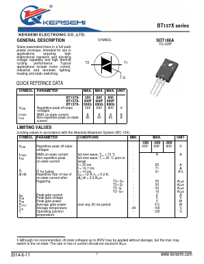 BT137X-800 Datasheet PDF Kersemi Electronic Co., Ltd.