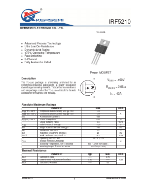 IRF5210L Datasheet PDF Kersemi Electronic Co., Ltd.