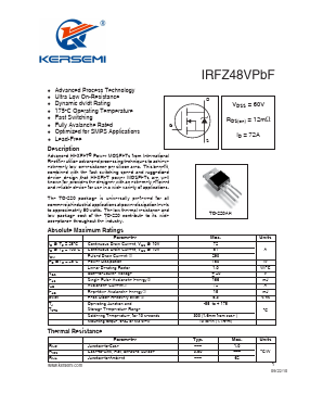 IRFZ48VPBF Datasheet PDF Kersemi Electronic Co., Ltd.