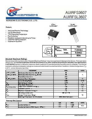 AUIRFSL3607 Datasheet PDF Kersemi Electronic Co., Ltd.