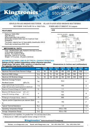S50VB80 Datasheet PDF Kingtronics International Company