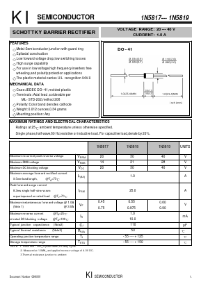 1N5818 Datasheet PDF Kwang Myoung I.S. CO.,LTD