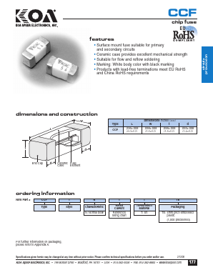 CCF1N2 Datasheet PDF KOA Speer Electronics, Inc.