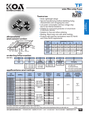 TF16SN3.15 Datasheet PDF KOA Speer Electronics, Inc.