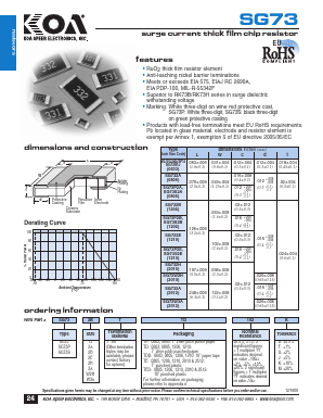 SG73S1JTTP Datasheet PDF KOA Speer Electronics, Inc.