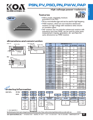 PSN1MSM105K Datasheet PDF KOA Speer Electronics, Inc.