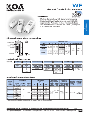 WF10NC32S100J Datasheet PDF KOA Speer Electronics, Inc.