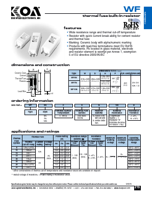 WF10NC8S100K Datasheet PDF KOA Speer Electronics, Inc.
