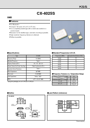 CX-4025S Datasheet PDF Kyocera Kinseki Corpotation