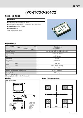 TCXO-204C2 Datasheet PDF Kyocera Kinseki Corpotation