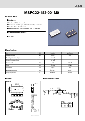 MSFC22-183-001M0 Datasheet PDF Kyocera Kinseki Corpotation