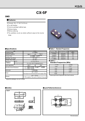 CX-5F Datasheet PDF Kyocera Kinseki Corpotation