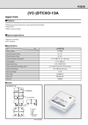DTCXO-13A Datasheet PDF Kyocera Kinseki Corpotation