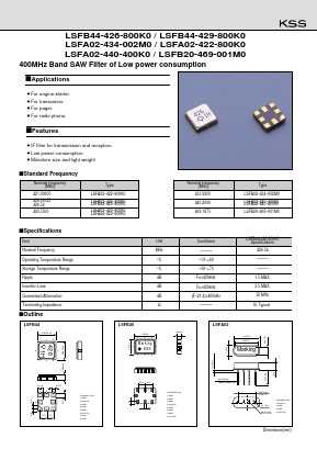 LSFA02-422-800K0 Datasheet PDF Kyocera Kinseki Corpotation
