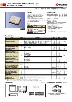 KC2016B40.0000C1FE00 Datasheet PDF Kyocera Kinseki Corpotation