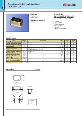 OCVCXO-177A Datasheet PDF Kyocera Kinseki Corpotation