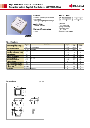 OCVCXO-188A Datasheet PDF Kyocera Kinseki Corpotation