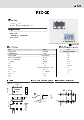 FSO-2D Datasheet PDF Kyocera Kinseki Corpotation