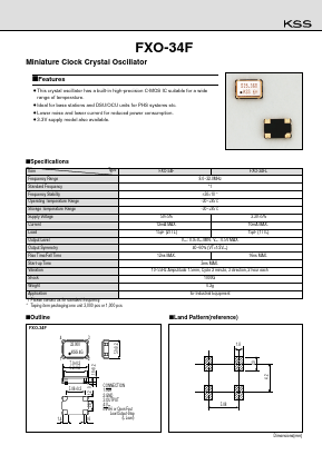 FXO-34F Datasheet PDF Kyocera Kinseki Corpotation