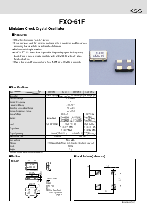 FXO-61F Datasheet PDF Kyocera Kinseki Corpotation
