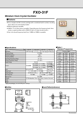 FXO-31F Datasheet PDF Kyocera Kinseki Corpotation