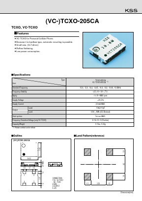 TCXO-205CA Datasheet PDF Kyocera Kinseki Corpotation