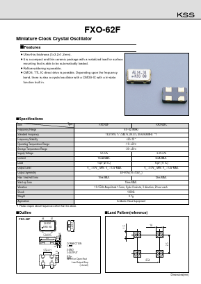 FXO-62FL Datasheet PDF Kyocera Kinseki Corpotation