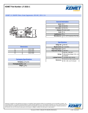 LF-202U-1 Datasheet PDF KEMET