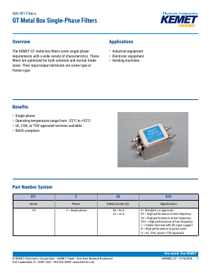 GT-22001V Datasheet PDF KEMET
