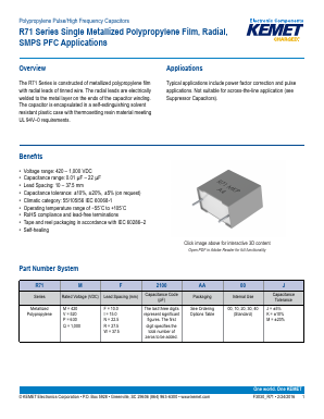 R71VR4680AA30M Datasheet PDF KEMET