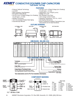 T520D157M008AE040 Datasheet PDF KEMET