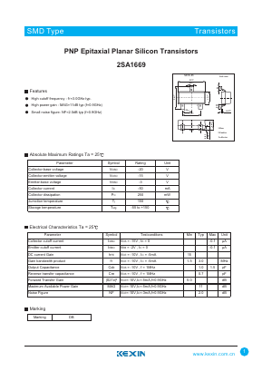 2SA1669 Datasheet PDF KEXIN Industrial