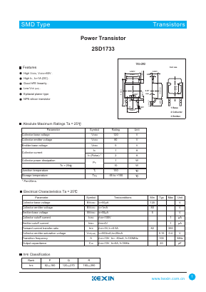 2SD1733 Datasheet PDF KEXIN Industrial