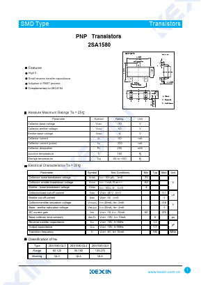 2SA1580-QL3 Datasheet PDF KEXIN Industrial