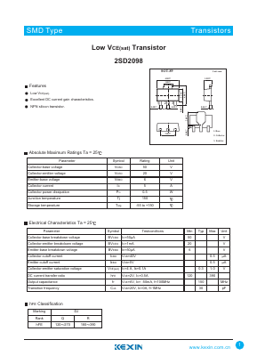 2SD2098 Datasheet PDF KEXIN Industrial