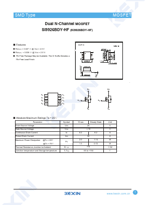 SI9926BDY-HF Datasheet PDF KEXIN Industrial