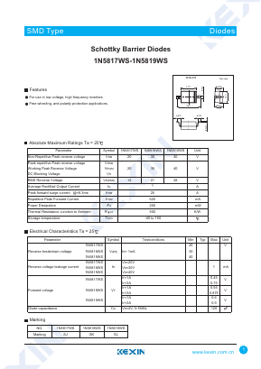 1N5817WS Datasheet PDF KEXIN Industrial