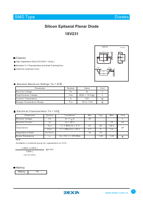 1SV231 Datasheet PDF KEXIN Industrial