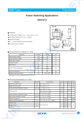 2SA1213 Datasheet PDF KEXIN Industrial