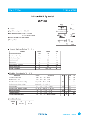 A1298 Datasheet PDF KEXIN Industrial