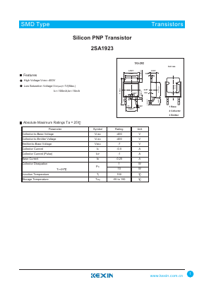 2SA1923 Datasheet PDF KEXIN Industrial
