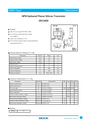 2SC3650 Datasheet PDF KEXIN Industrial