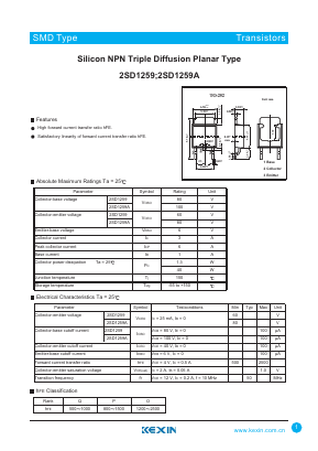 2SD1259 Datasheet PDF KEXIN Industrial
