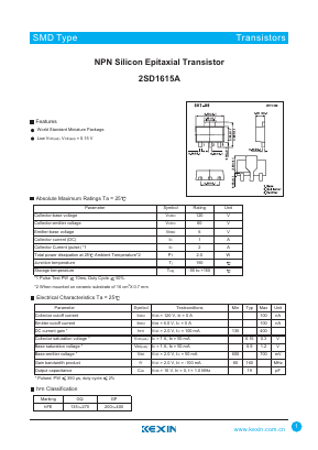 2SD1615A Datasheet PDF KEXIN Industrial