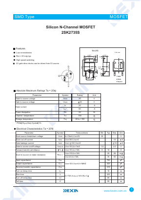 2SK2735S Datasheet PDF KEXIN Industrial
