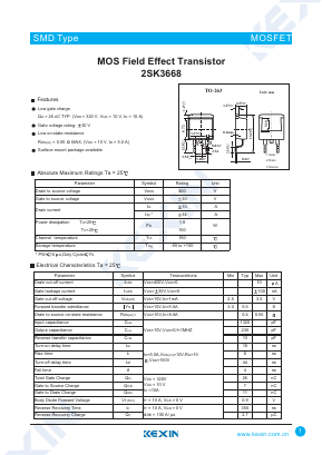 2SK3668 Datasheet PDF KEXIN Industrial