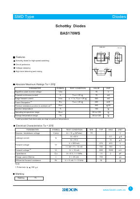 BAS170WS Datasheet PDF KEXIN Industrial
